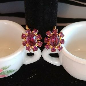 Purple earrings marked W Germany